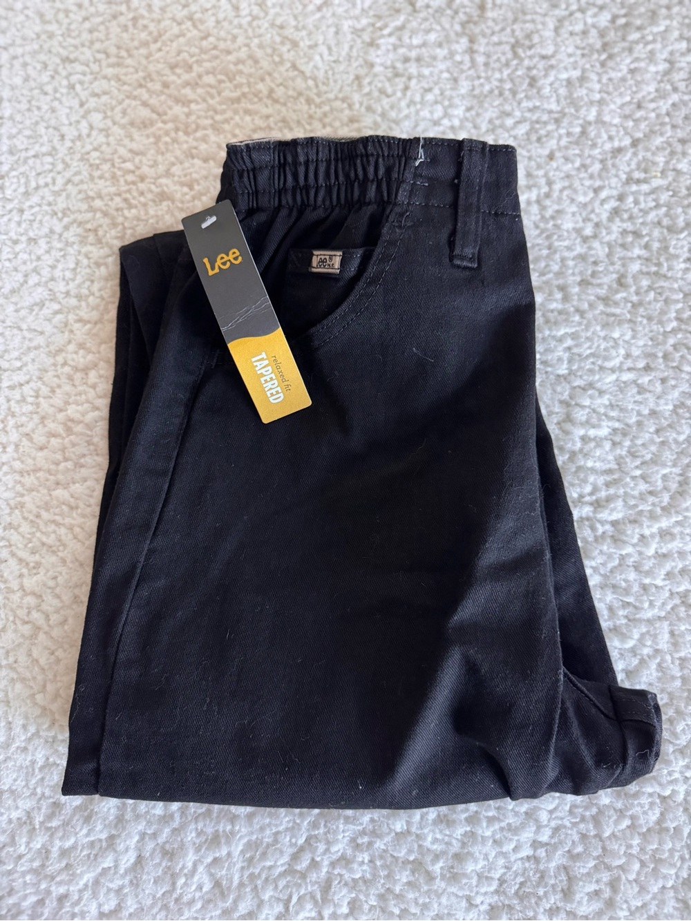 NWT Lee Black Relaxed Tapered Jeans Sz 6 Elastic Waist Minimalist Normcore
